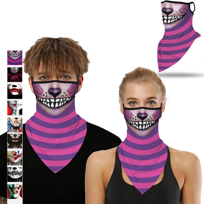 BIKIGHT Pañuelo multifuncional de cara de Halloween UV Protección a prueba de viento An-dust Cuello Polaina para Mujer H
