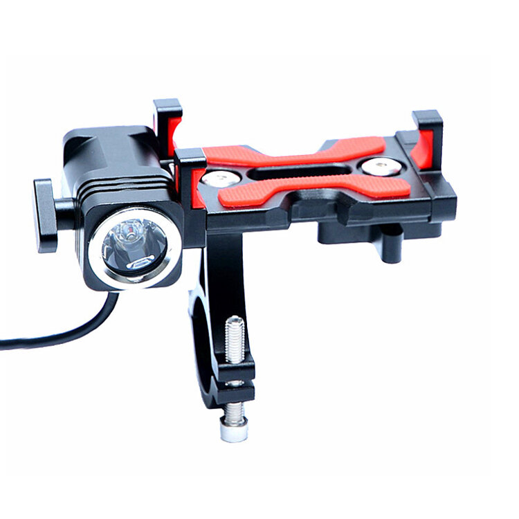 PROMENDA el soporte para teléfono de aleación de aluminio con linterna para bicicleta
