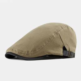 Hombres Algodón Estilo británico Street Trend Color sólido Outdoot Retro Forward Sombrero Boina Sombrero