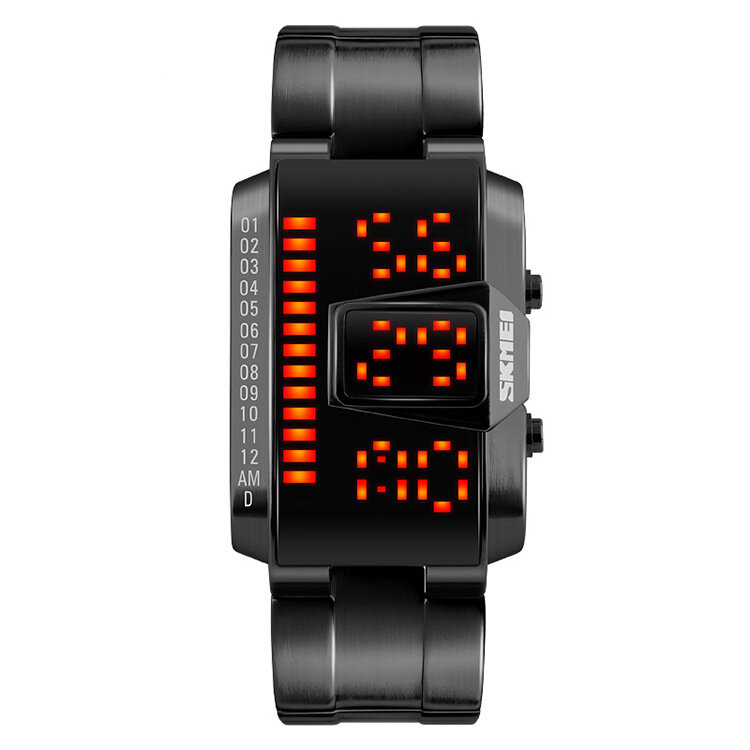 SKMEI 1791 Acero inoxidable Banda Reloj digital de moda LED Impermeable Reloj de pulsera para hombre