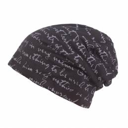 Mens de impresión de la letra de algodón Beanie Cap ocasional suave otoño invierno cálido de punto Sombrero