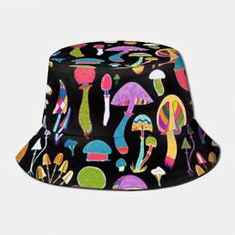 Collrown Unisex Colorful Mushroom Patrón Estampado informal Soft al aire libre Cubo de viaje Sombrero