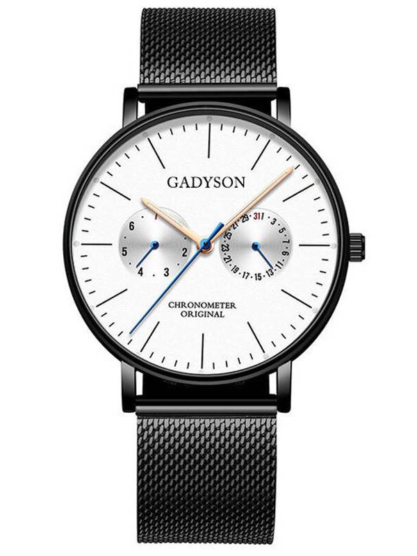 GADYSON A0101 reloj de moda para hombre luminoso Pantalla malla metálica Cinturón reloj de cuarzo ultrafino de negocios