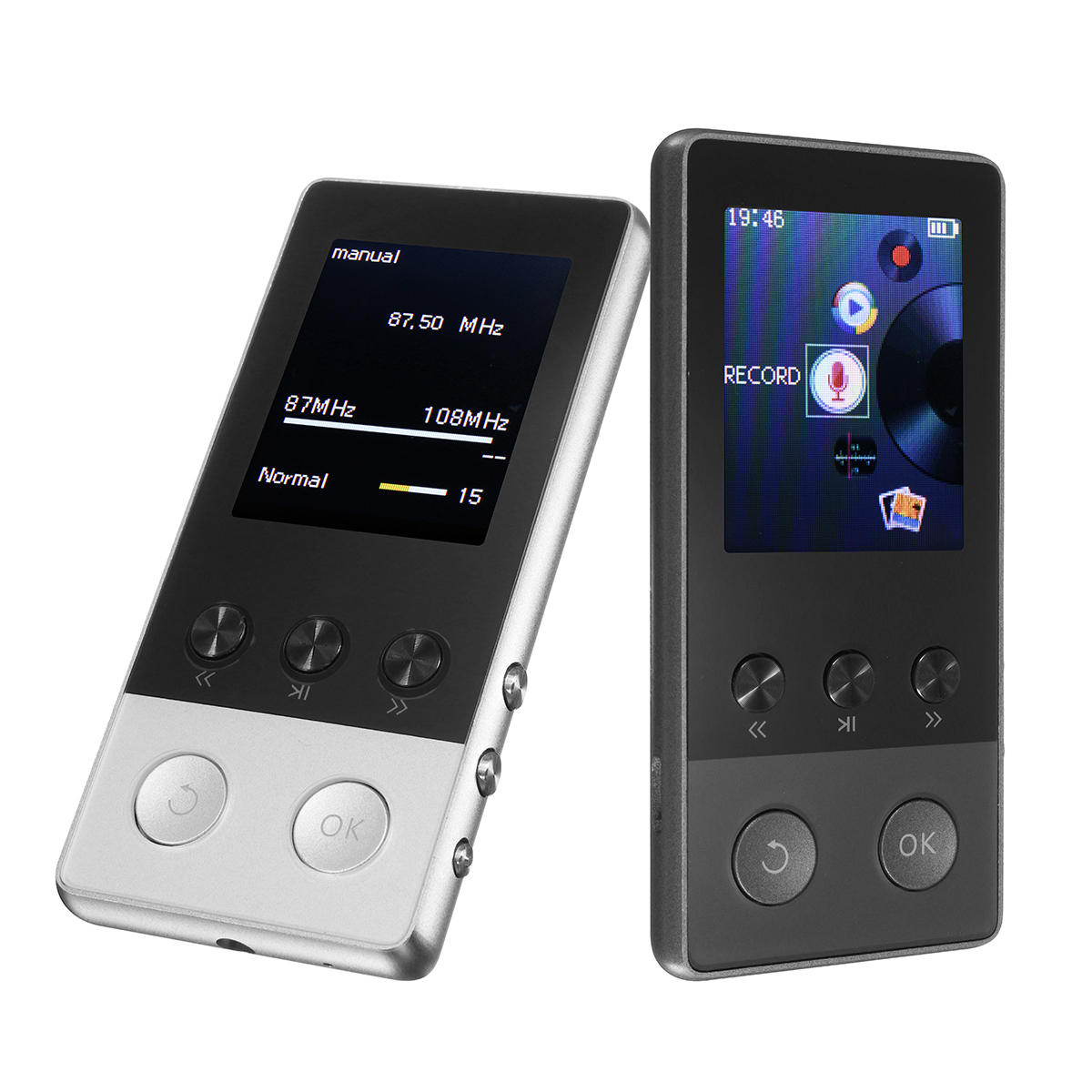 A5 Plus 1.8 Inch 8GB 250 horas Reproductor de música MP3 sin pérdida portátil Función de podómetro FM / TF