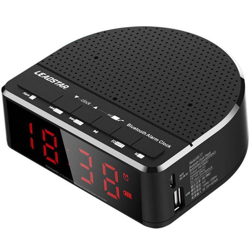 LEADSTAR MX-17 Altavoz inalámbrico portátil Bluetooth LED Alarma Reloj Tarjeta TF FM Radio Subwoofer