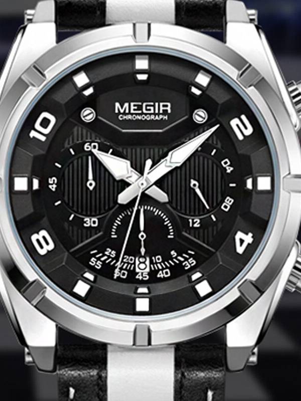 MEGIR multifunción deportivo luminoso con calendario cronógrafo 3ATM Impermeable reloj de cuarzo para hombre