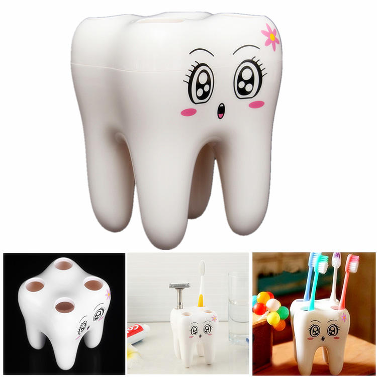 4 agujeros de soporte de diseño de cepillo de dientes de dibujos animados estante cara sonriente para cepillos de diente