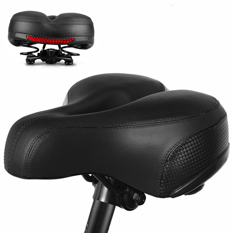 Sillín de bicicleta cómodo reflectante a prueba de golpes transpirable MTB asiento de bicicleta resorte asiento de cojín