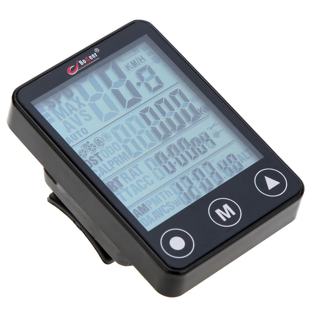 Bogeer YT-308 24 funciones Botón inalámbrico para computadora de bicicleta LCD Retroiluminación Impermeable Velocímetro