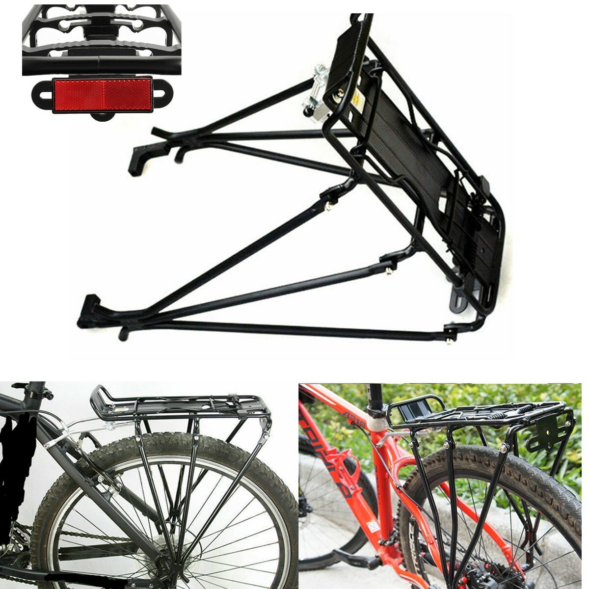 Bicicleta Carga Rack Aleación de aluminio Asiento trasero Soporte para bicicleta Soporte Equipaje Proteger Pannier Carga