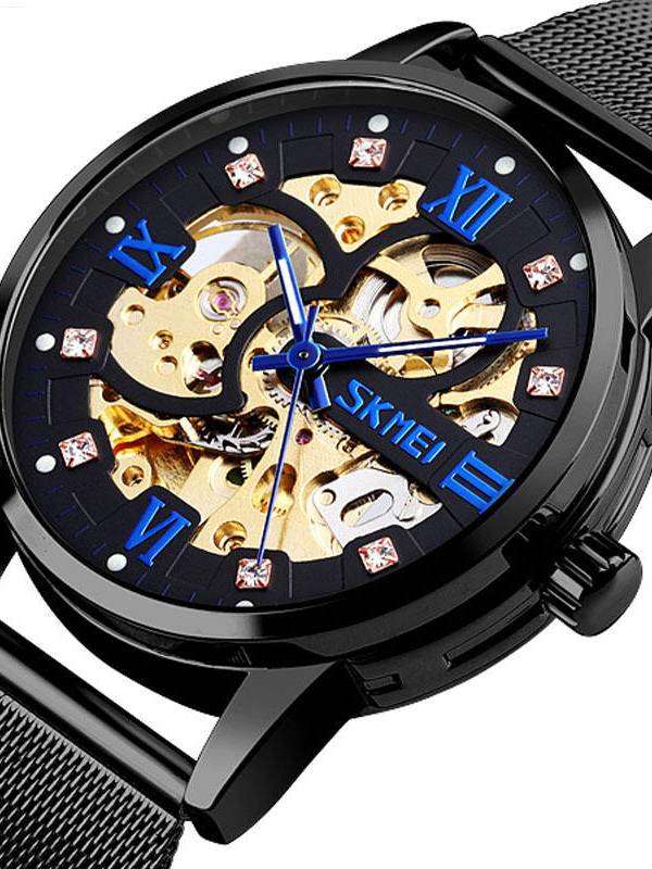 SKMEI 9199 Reloj automático de moda para hombre Impermeable Luminoso Pantalla Gear Hollow Art Dial Mecánico Reloj