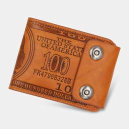 Hombres PU Leather Dollar Patrón Bifold Sort Multi-Card Slot Tarjetero Monedero Monedero Monedero