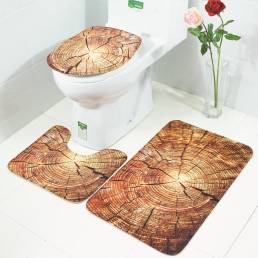 Honana BX 3 piezas de madera creativa Patrón Alfombra antideslizante Cuarto de baño Estera de baño Tapa de baño Tapa de