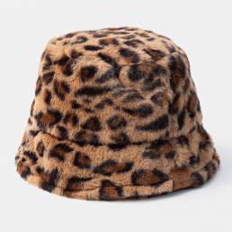 Mujeres y hombres Felt Leopard Patrón Casual Soft Todo fósforo al aire libre Cubo de viaje Sombrero