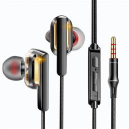 QKZ CK3 Dual Dynamic In-ear Auricular Control con cable Heavy Bass HiFi Headphone con micrófono