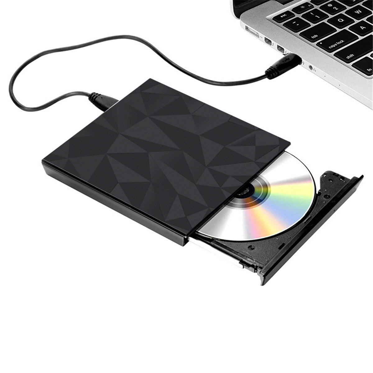 Bandeja negra USB 3.0 portátil Tipo DVD-RW externo Max.24X Transmisión de datos de alta velocidad para Win XP Win 7 Win