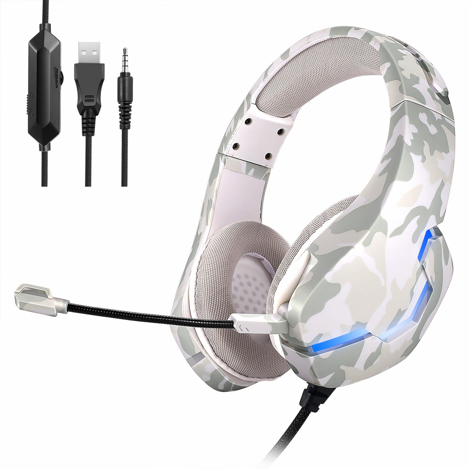 Bakeey J10 Auriculares con cable para juegos Auriculares para colocar sobre la oreja Casco estéreo de graves profundos c