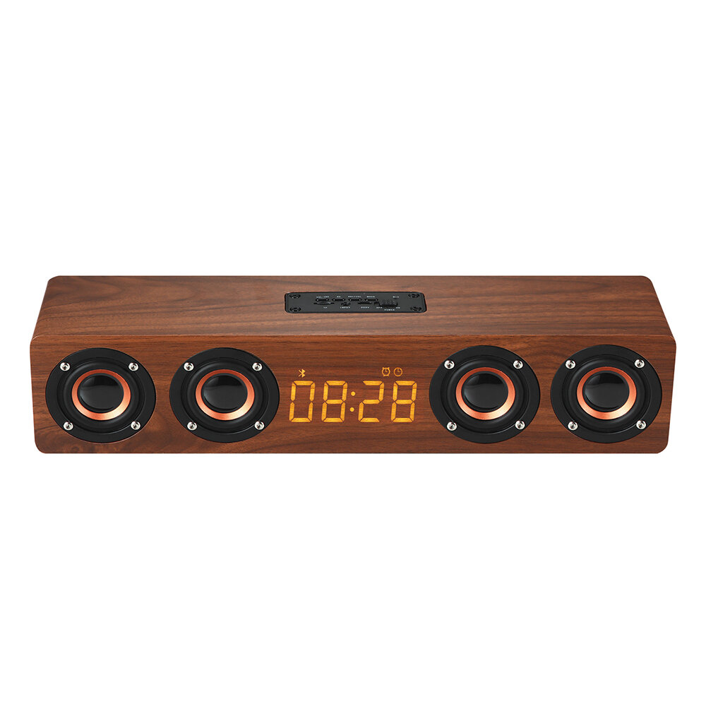 W8C Altavoz inalámbrico multifuncional de madera Bluetooth Alta definición Pantalla Alarma de pantalla Reloj BT Altavoz