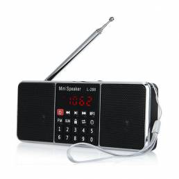 Portátil Digital LCD FM Radio Reproductor de música MP3 Tarjeta TF USB AUX estéreo con Antena largo
