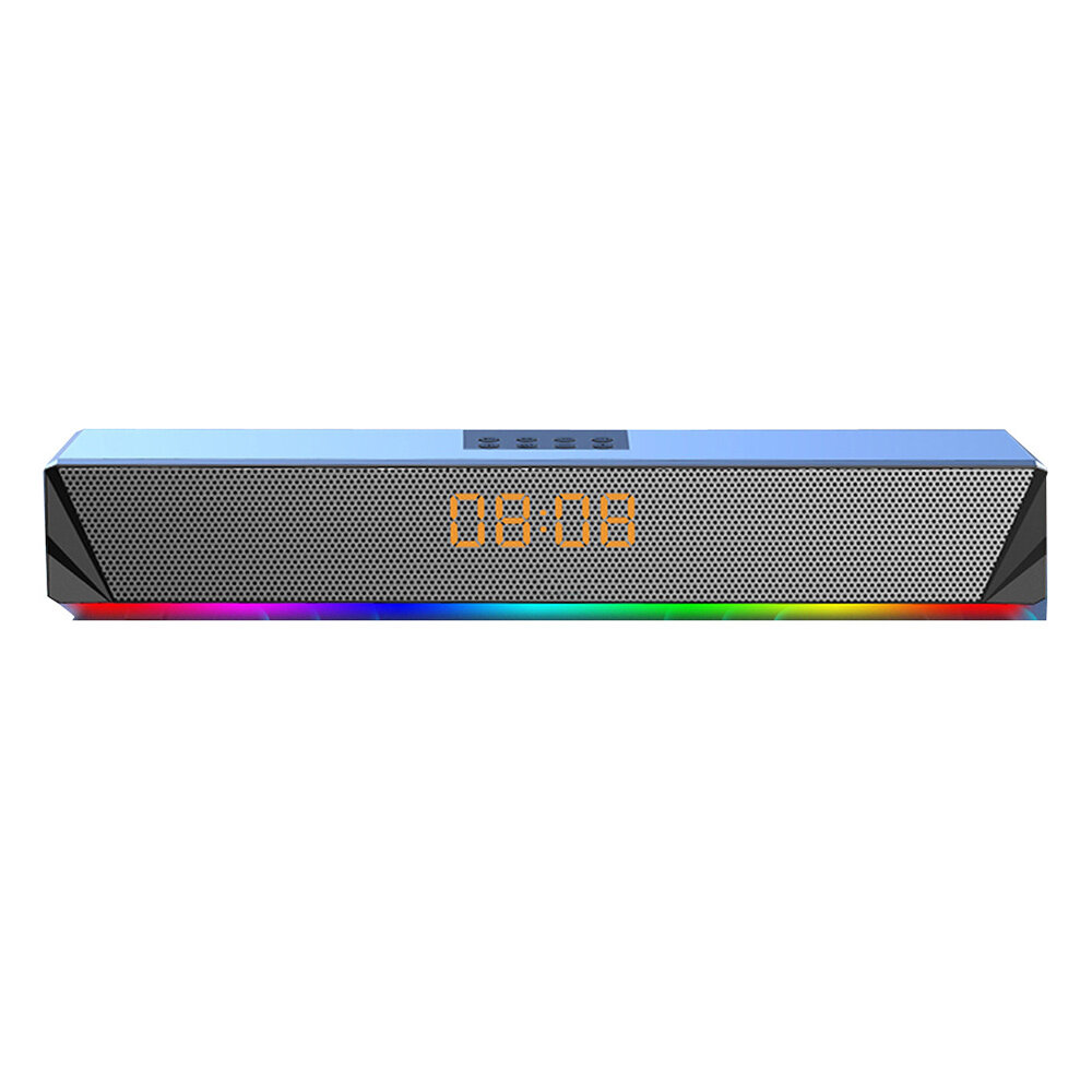 Altavoz bluetooth inalámbrico con Colorful Alarma de luces Reloj AUX USB Home Theater Surround SoundBar para PC TV Altav