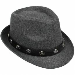 Sombrero de hombre del cráneo y las tibias cruzadas retro británico de lana del casquillo del jazz pequeña