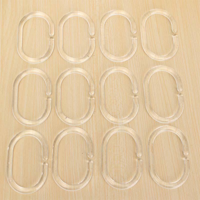 12pcs ganchos de cortina de ducha de plástico Cuarto de baño anillos de cortina de ducha gancho de la forma deformable