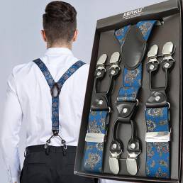 125CM Suspenders de los hombres Brazaletes Suspenders de cuero elástico alto Adjustable 6 Clip Cinturón Strap