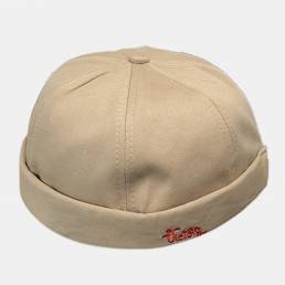 Unisex algodón color sólido letra bordado calle hip-hop sin ala Beanie gorra de propietario Cráneo gorra