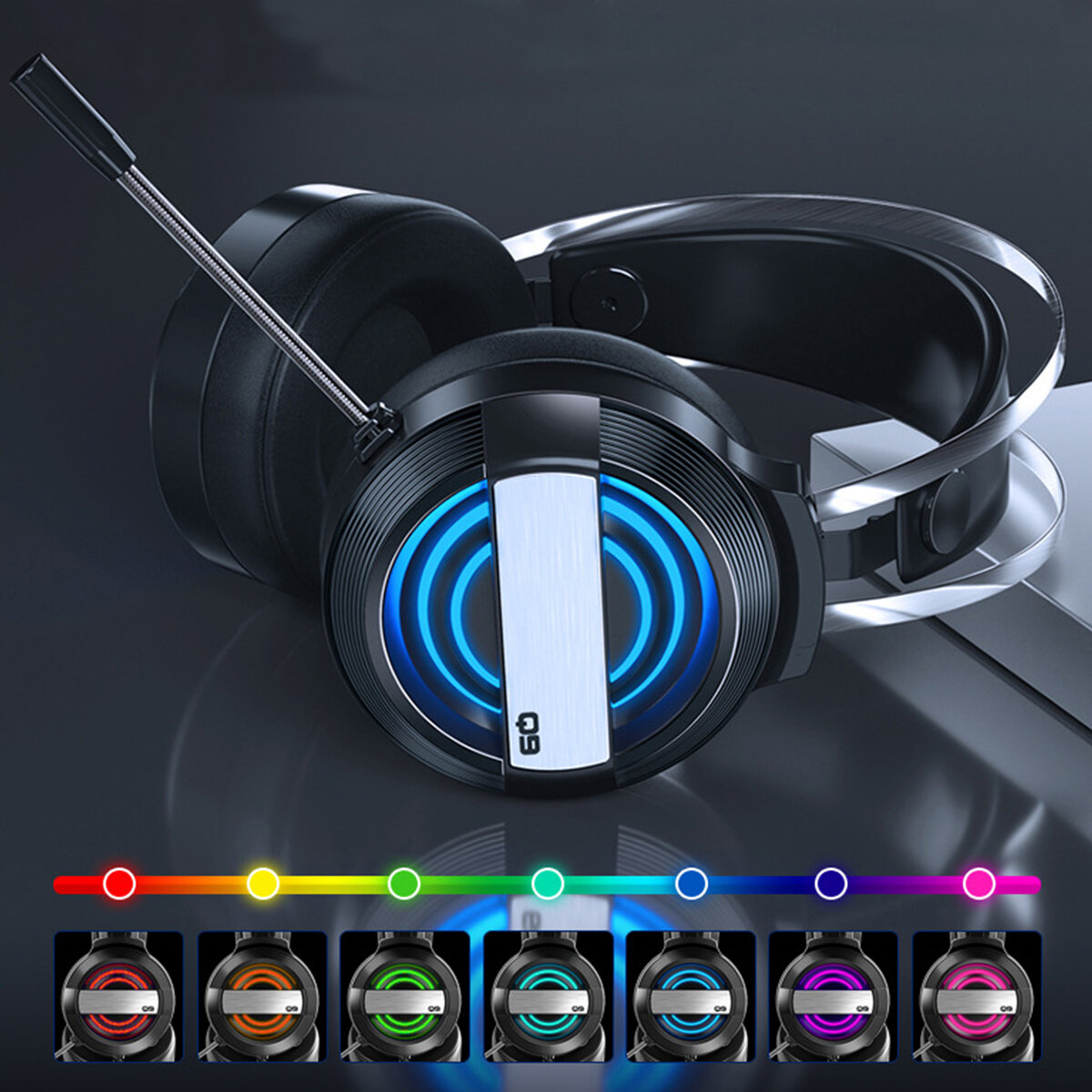 Bakeey Gaming Headphone Puerto USB 50mm Driver Headset Plegable Over-Ear Gaming Headset Cancelación de ruido HIFI Auricu
