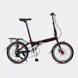 FUJITEC E300 20 Inch Desviador de 7 velocidades Doble freno de disco Bicicleta plegable Mini bicicleta compacta Suspensi