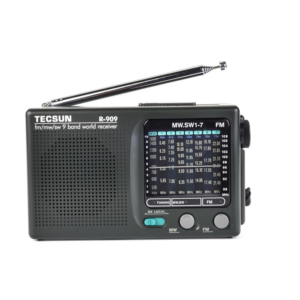 TECSUN R-909 AM FM SW Radio 9 bandas World Band Receptor Portátil Radio Retro Pocket Radio