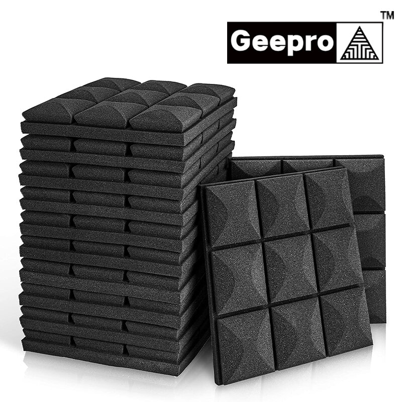 Geepro 6pcs paneles de aislamiento a prueba de sonido de estudio de espuma acústica 30x30x5cm