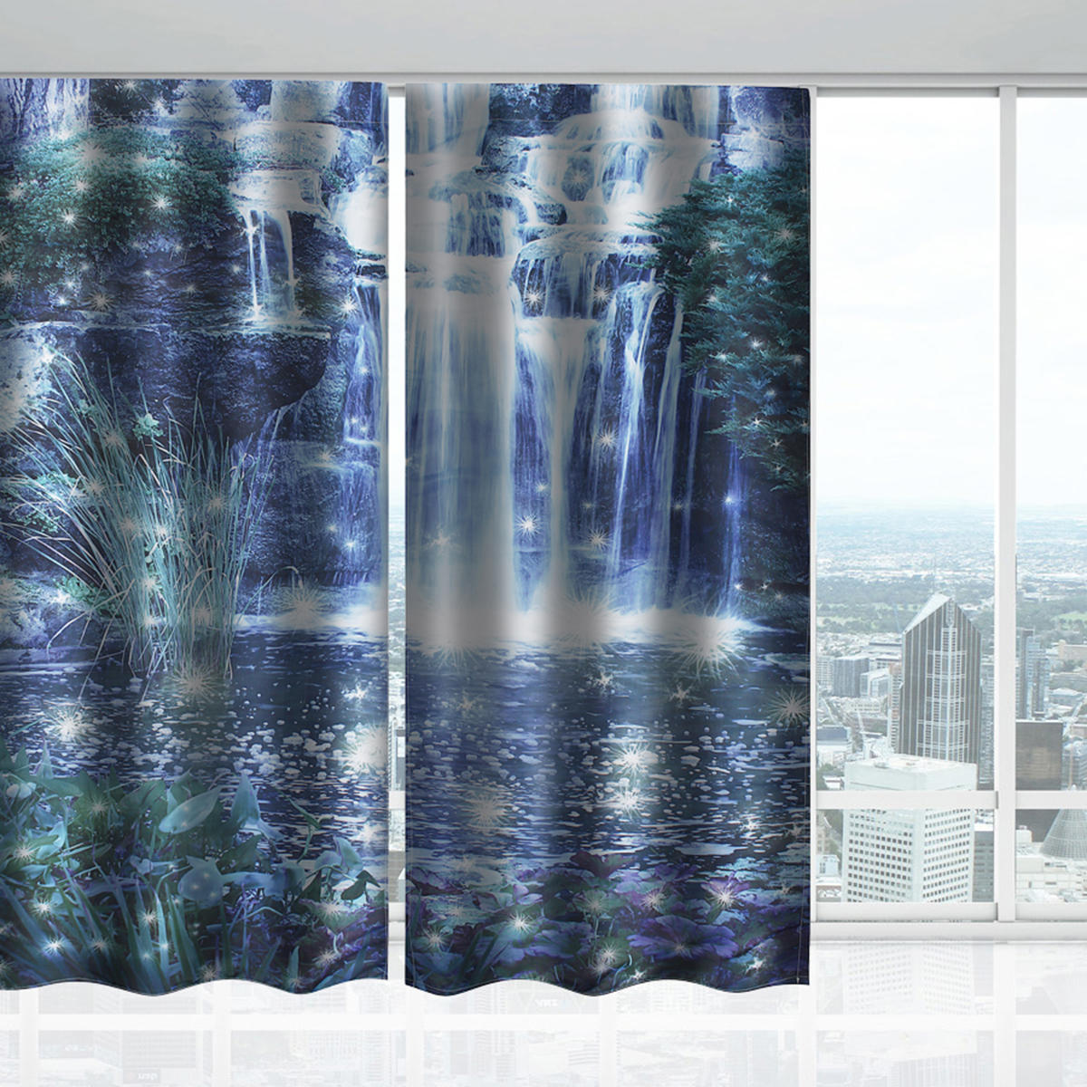 2 paneles 3D Pringting Blackout Window Cortinas Pantallas Cortinas térmicas para habitación de estudio Dormitorio