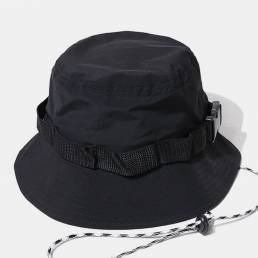 Cubo de protección solar de secado rápido con hebilla unisex con cordón de color sólido Sombrero