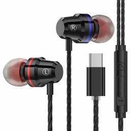 PTM M4 Type-C In-ear cableado Auriculares Metal Auricular Control de línea con micrófono para Huawei