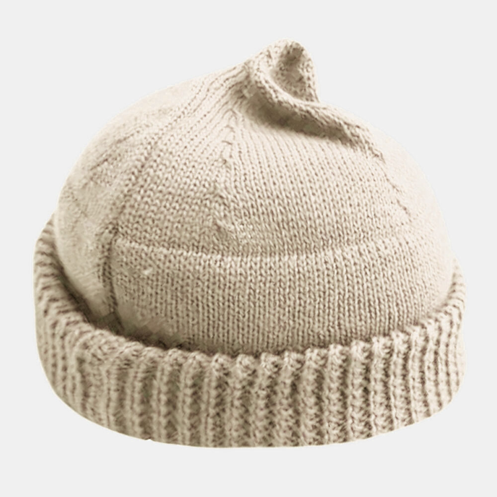 Unisex Color sólido Invierno Mantener cálido Elástico Sin borde Propietario Cráneo Sombrero Tejido Sombrero