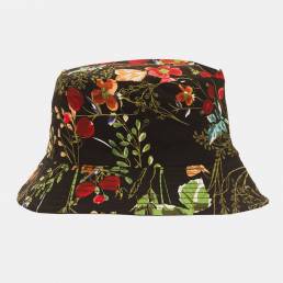 Mujeres y hombres Estampado superpuesto floral a doble cara Patrón Casual al aire libre Visor Bucket Sombrero