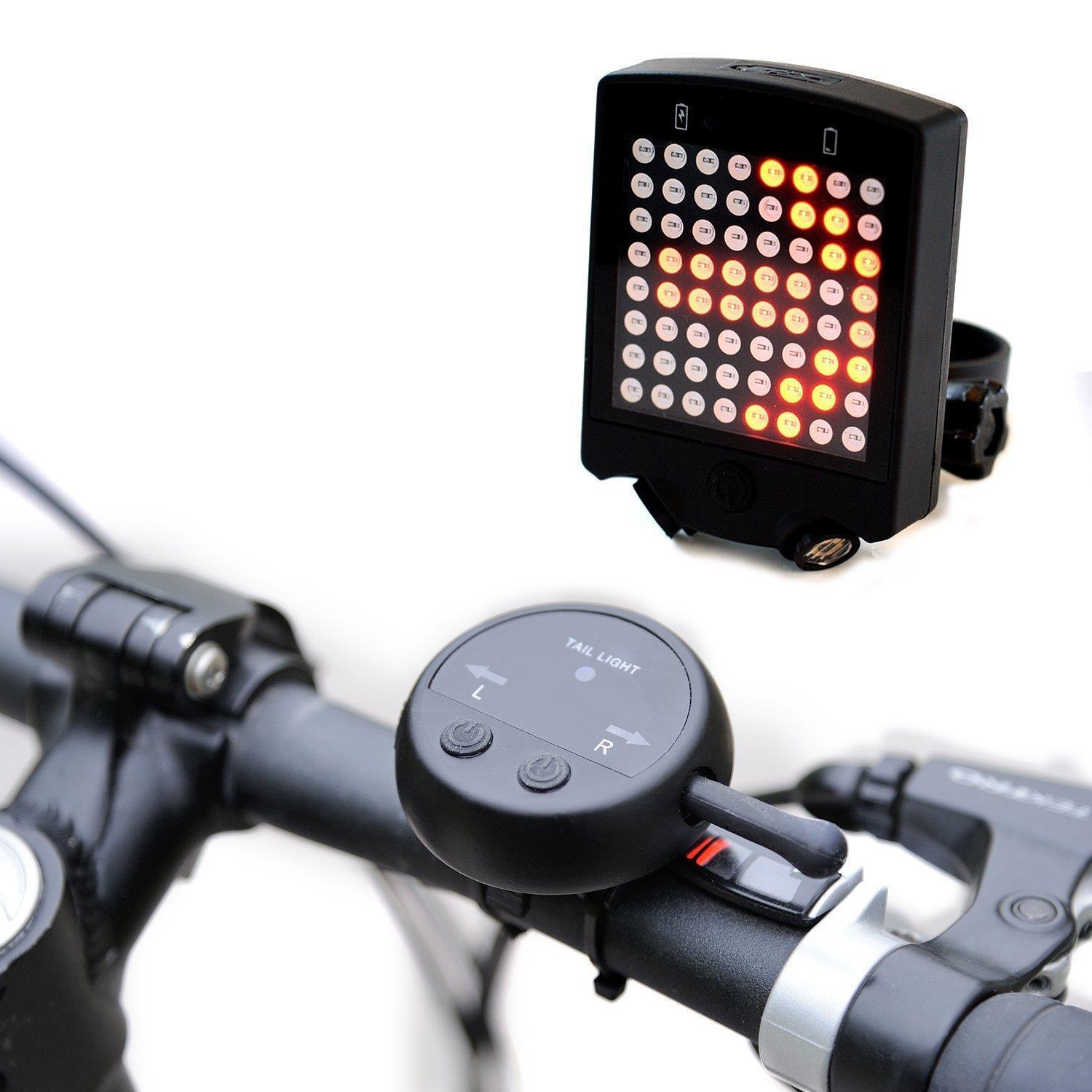 64 LED Inalámbrico Control remoto Láser Luz trasera de bicicleta Señales de giro de bicicleta Luz de advertencia de segu