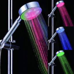 LED Cabeza de ducha de mano automática multicolor de la temperatura Sensor