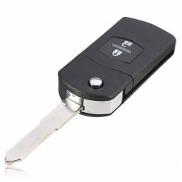 2 botones de plegado remoto caso llave del tirón la cáscara en blanco sin cortar para Mazda