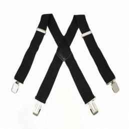 Mens terylene 4 clips de alta estiramiento elásticos tirantes blanco y negro 