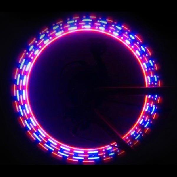 Lámpara de 32 bicicletas patrón de doble válvula de luz LED en forma de ruedas 
