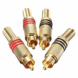 4pcs plateado oro / phono protector de cable conectores macho rca
