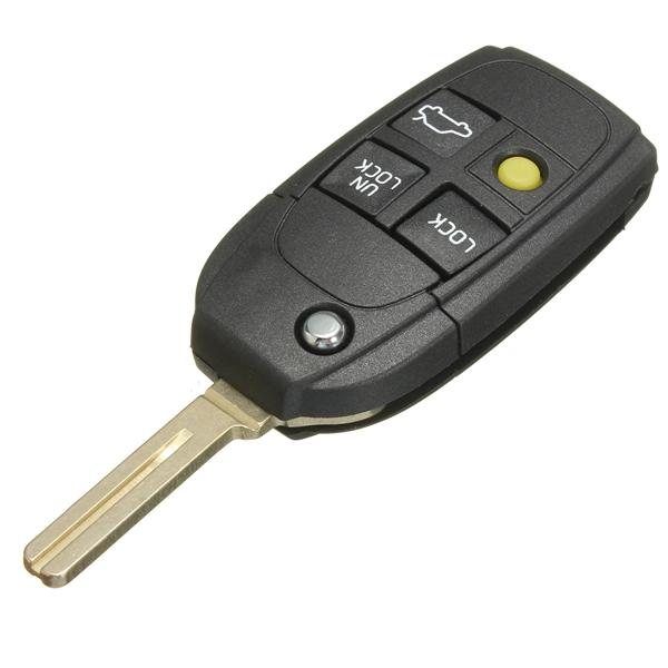 Cubierta fob llave del coche a distancia sin llave flip caso cáscara dominante botón 4 para volvo