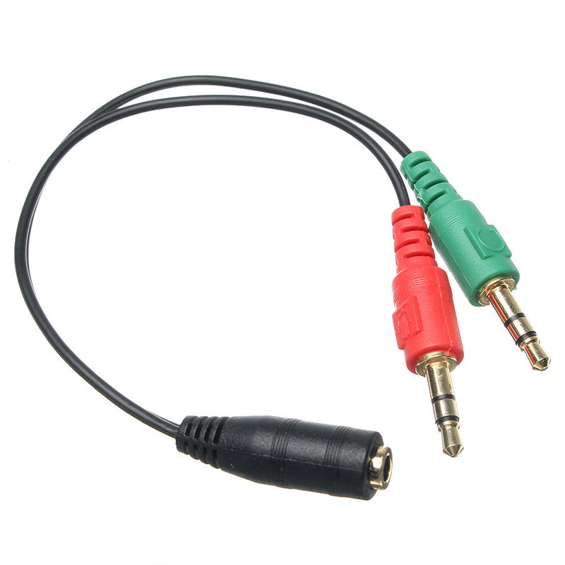 3.5mm hembra a 2 se doblan el cable masculino del divisor del Mic del auricular de 3.5mm para el ordenador portátil de l