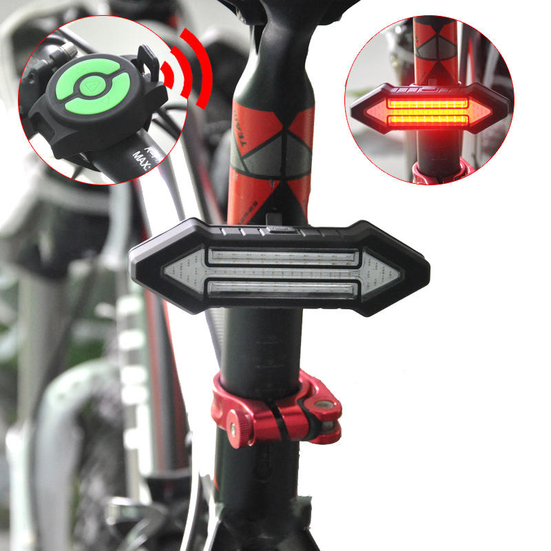 Luz de bicicleta de control remoto inteligente BIKIGHT LED de advertencia de anillo de acero con láser