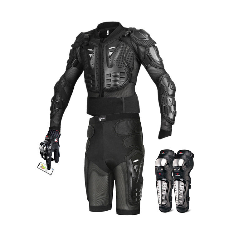 Wosawe traje de armadura corporal para motocicleta chaqueta de motocicletapantalones cortosguantesrodilleras ro