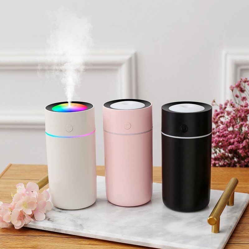Humidificador de 320 ml USB Aroma ultrasónico Difusor niebla Maker Fogger con Colorful Luces para el hogar Coche Oficina