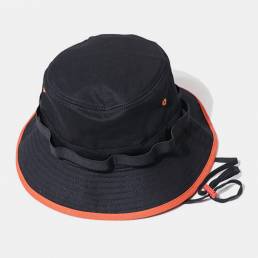 Cubo simple de protección solar con cordón de contraste de algodón unisex Sombrero