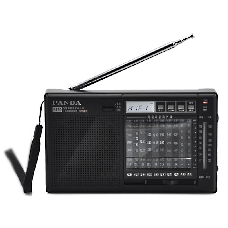 Panda 6170 FM MW SW Radio Altavoz estéreo portátil Tarjeta TF Reproductor de MP3